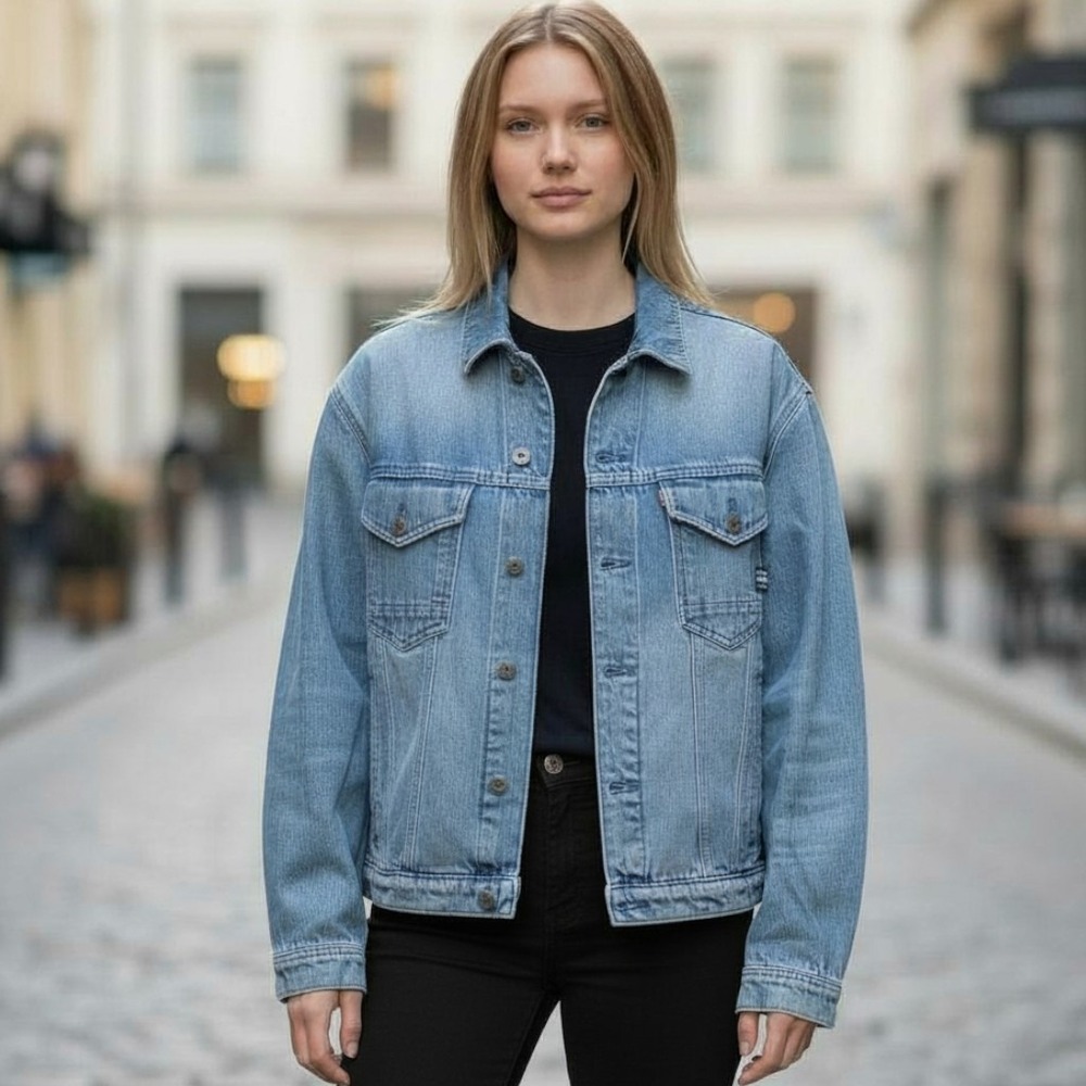 G-Star RAW Women's Oversized Denim Jacket Sun Faded AF Blue Size Large NWT $230